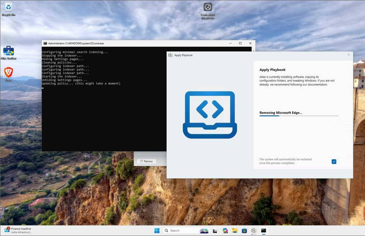 Deinstallieren unnötiger Programme in Atlas OS