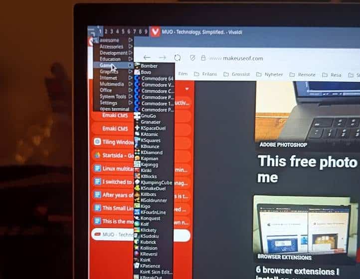 Το μενού του AwesomeWM είναι απλό.