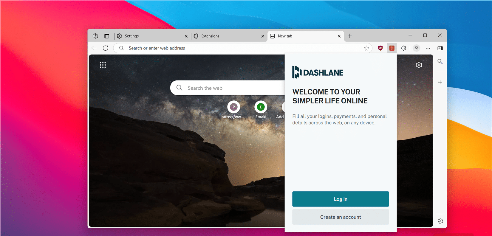 Extensão do gerenciador de senhas Dashlane