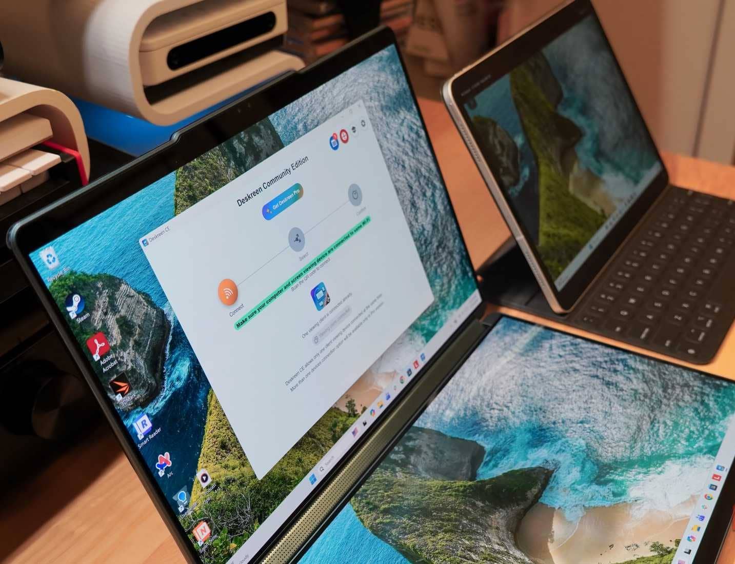 Deskreen funziona su un laptop Windows e su un iPad Pro.
