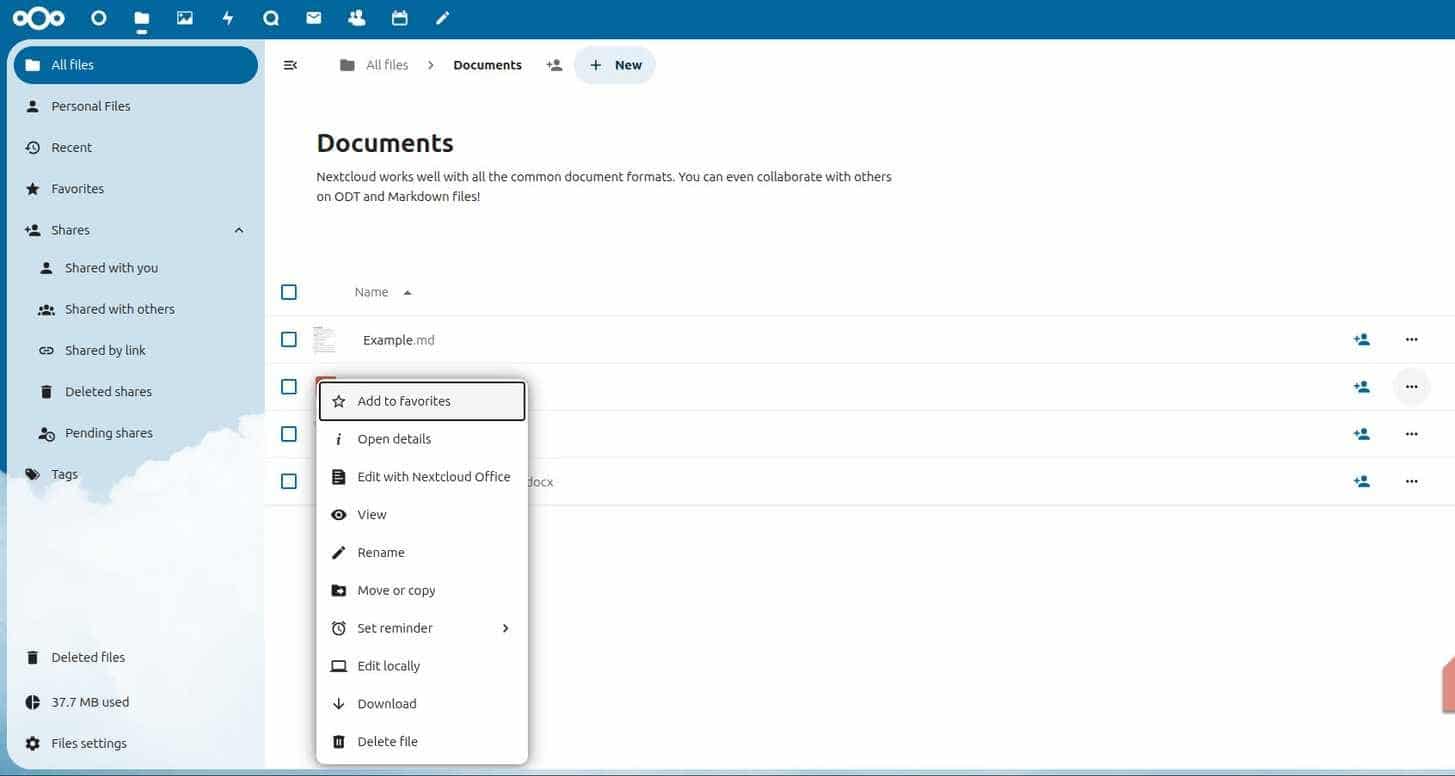 File access on Nextcloud