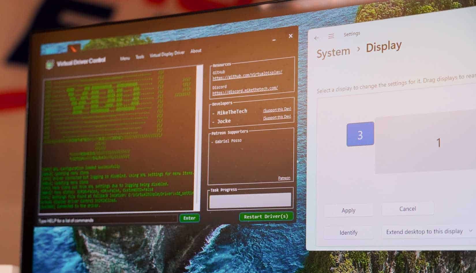 Creazione di un display virtuale utilizzando il driver in Windows 11.