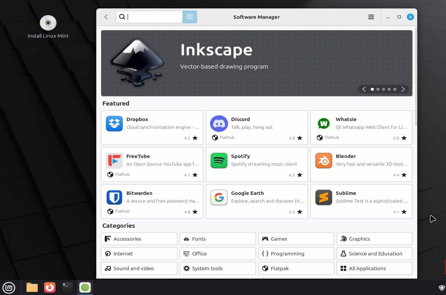 مدير برامج Linux Mint.