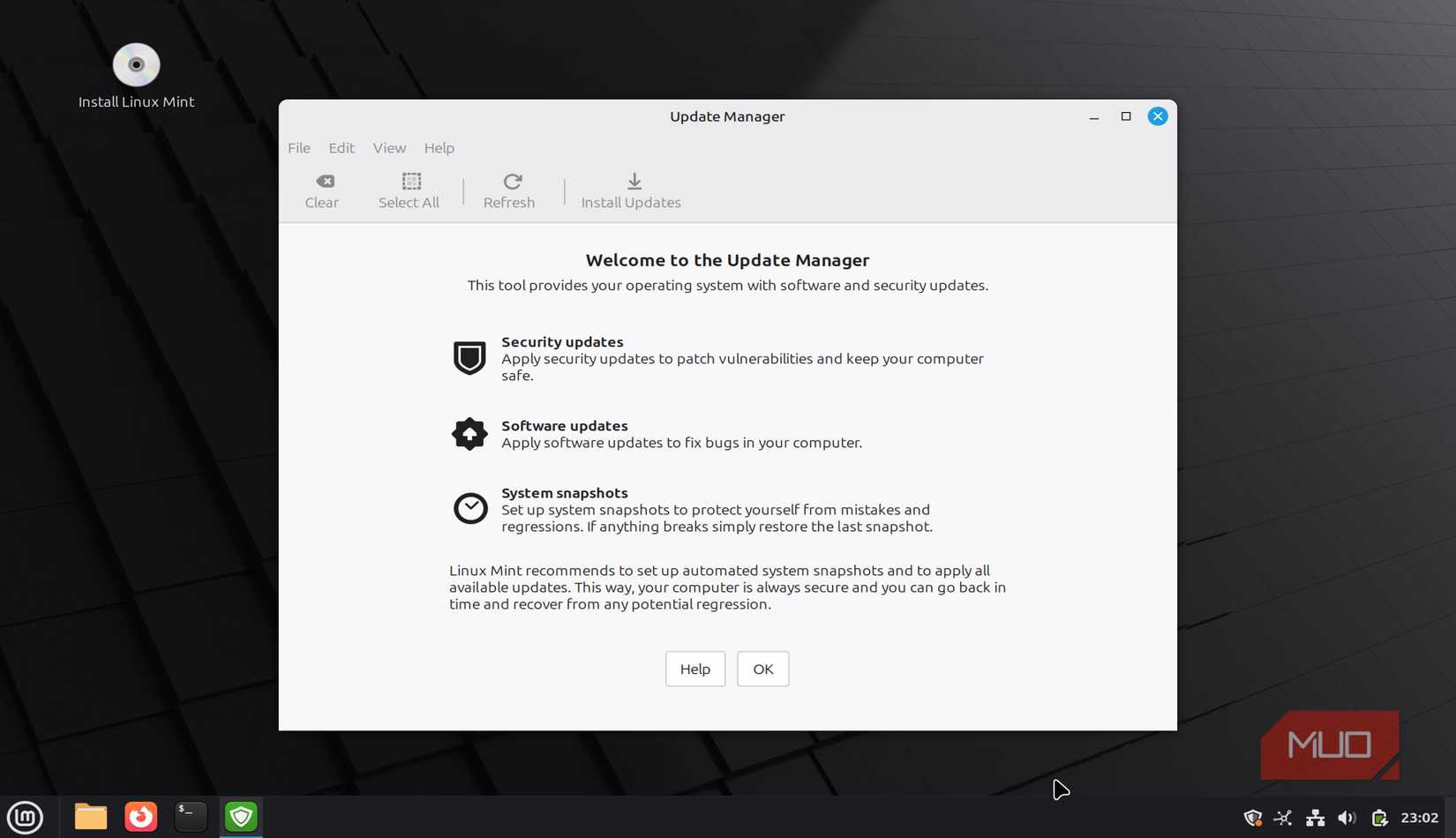 Linux Mint 更新管理器。