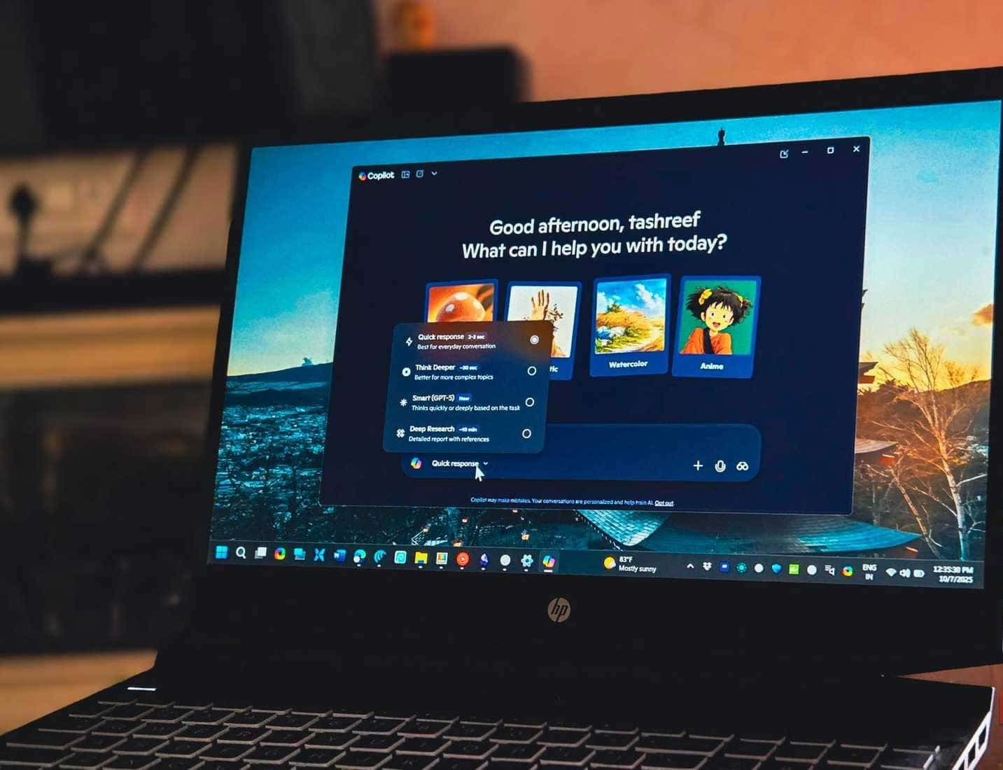 Microsoft Copilot ontgrendeld op een HP Pavilion gaminglaptop