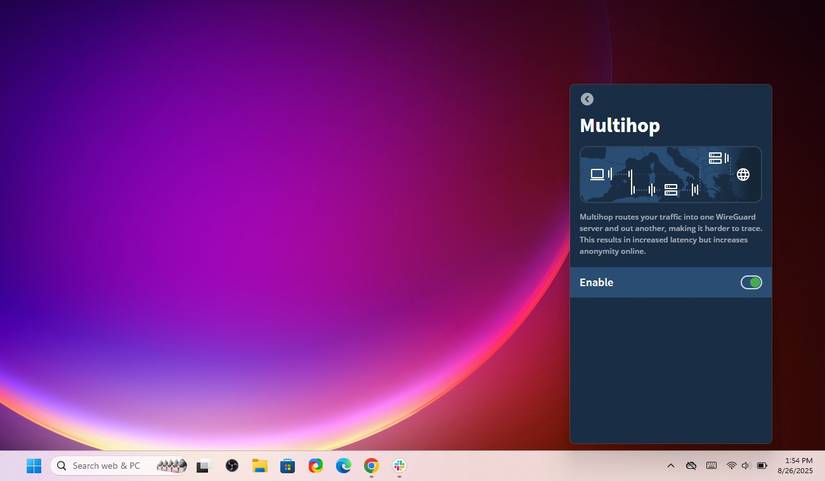 Η λειτουργία πολλαπλών αλμάτων του Mullvad VPN