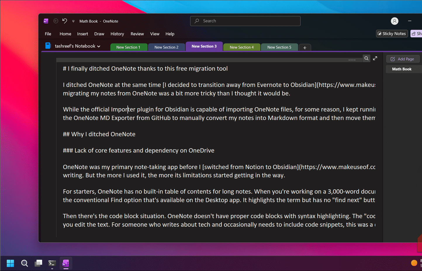 在 Windows 11 上開啟 OneNote 應用
