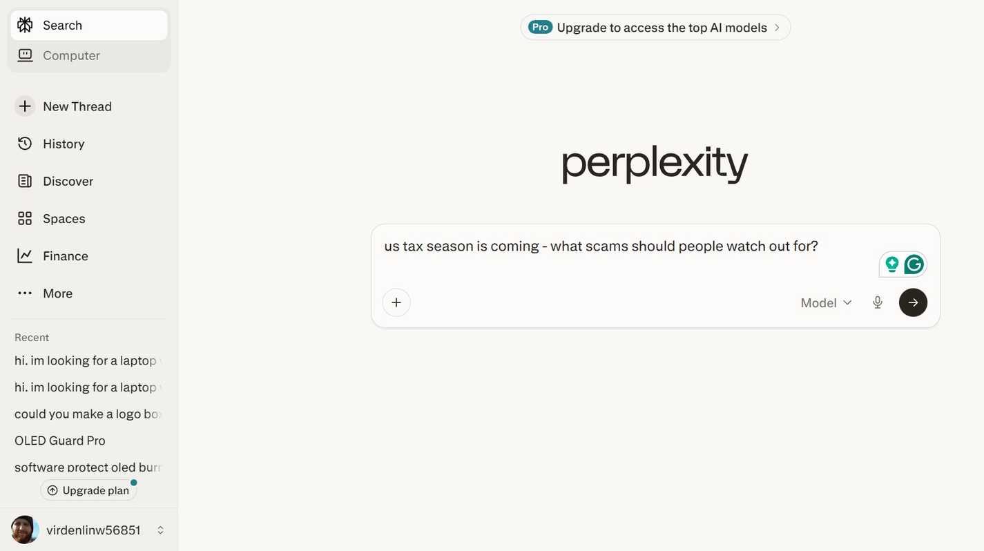 perplexity ai search prompt.
