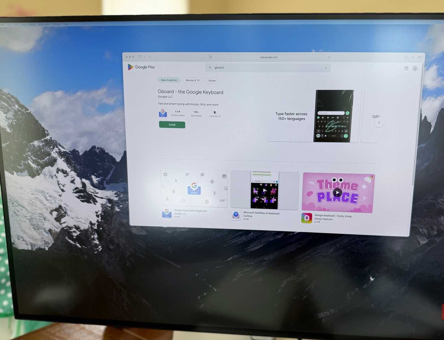 Play Store Gboard on desktop