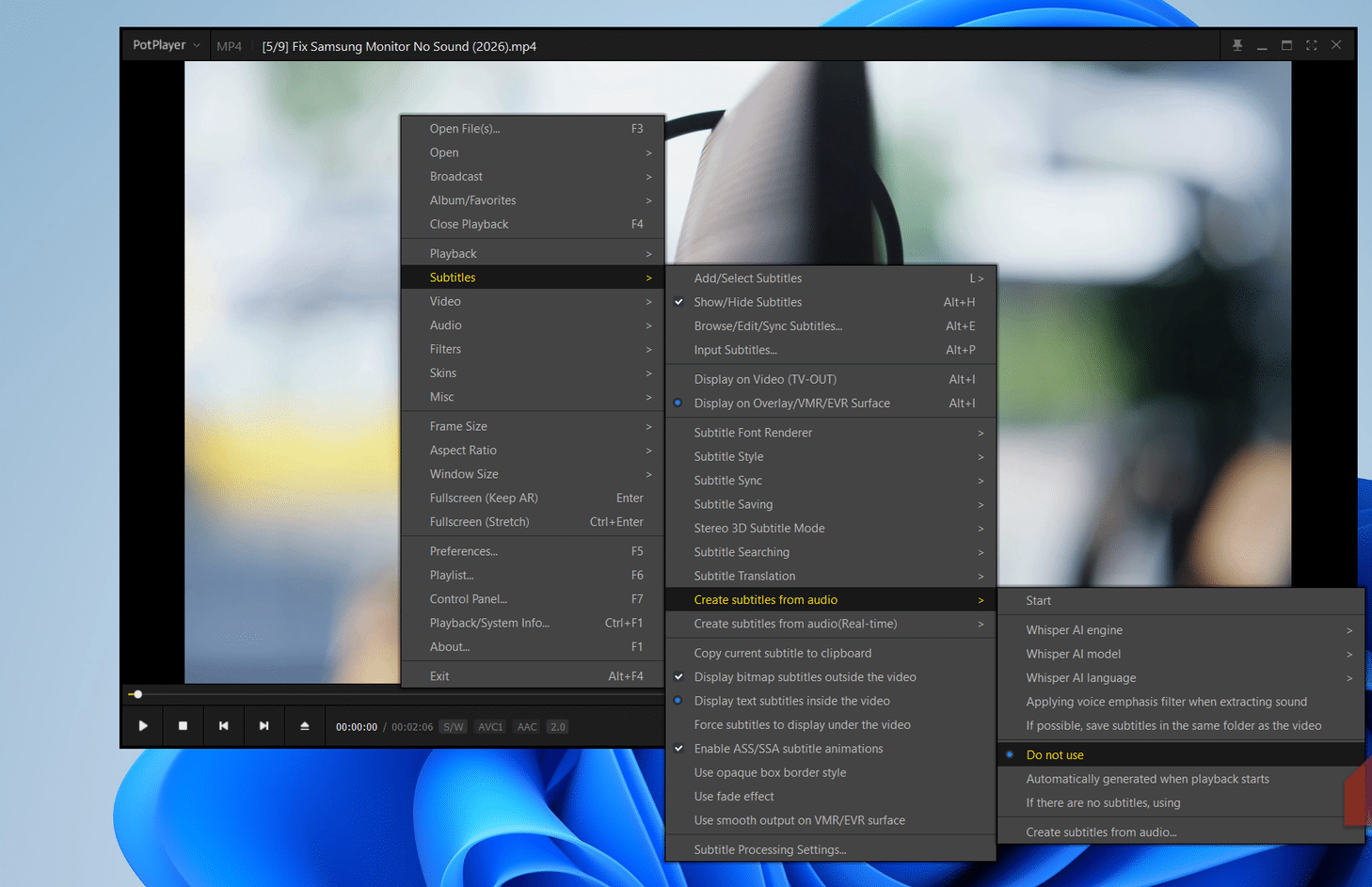 Opzioni di traduzione in PotPlayer su Windows