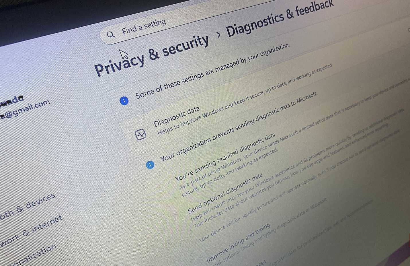 Impostazioni di privacy e sicurezza su Windows