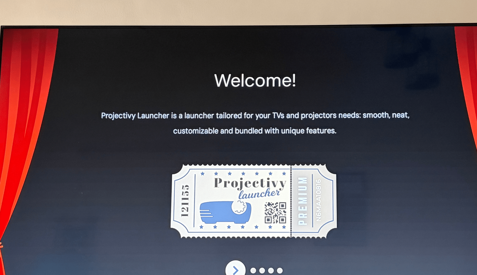 Willkommensseite für den Projectivy TV Launcher