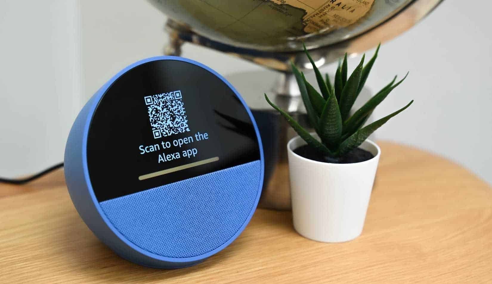 QR code to connect the Amazon Echo Spot to the Amazon Alexa app