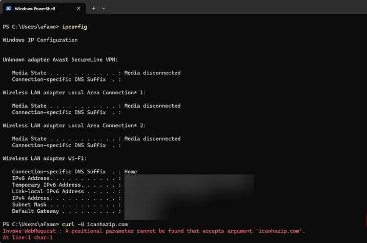在 Windows 上執行 ipconfig