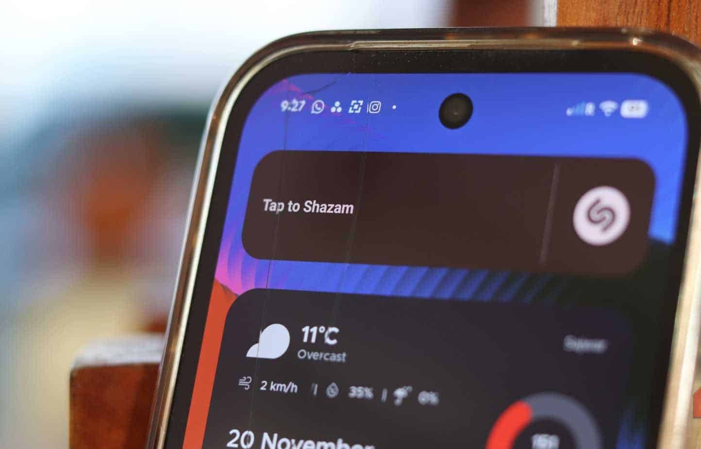 Widget de Shazam en la pantalla de inicio de Android.