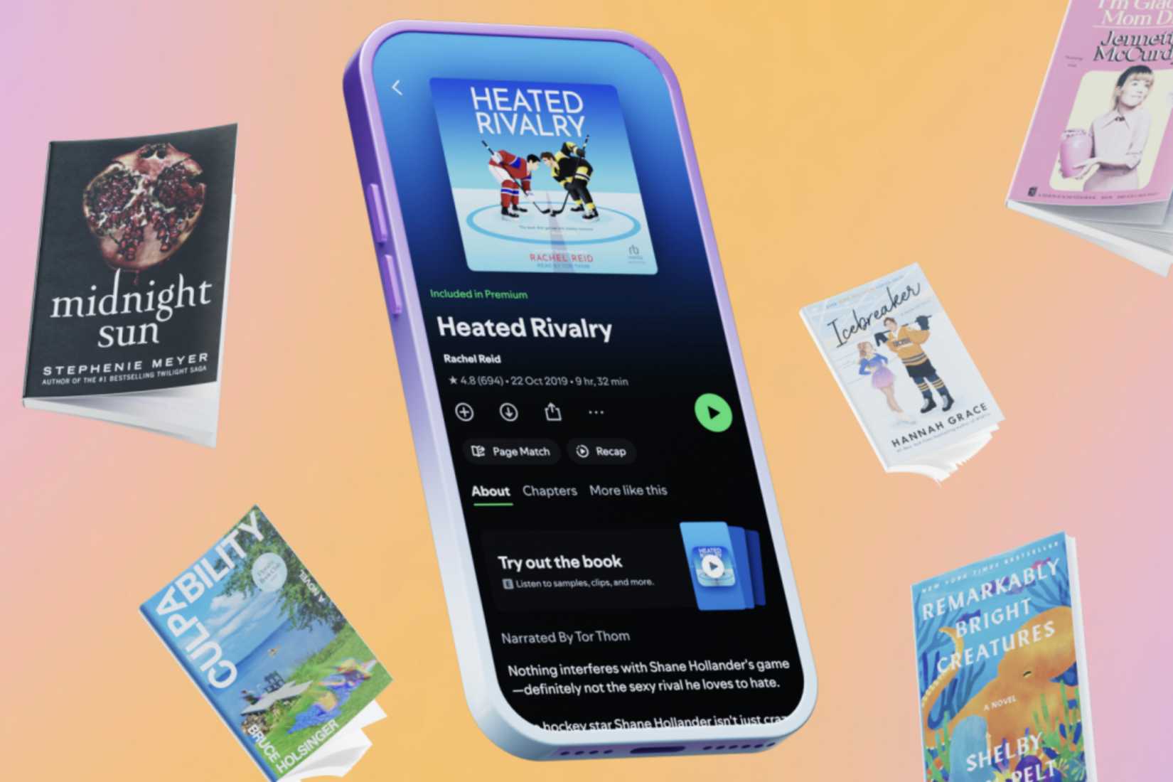 صورة لميزة مطابقة الصفحات في Spotify مع الكتب المادية