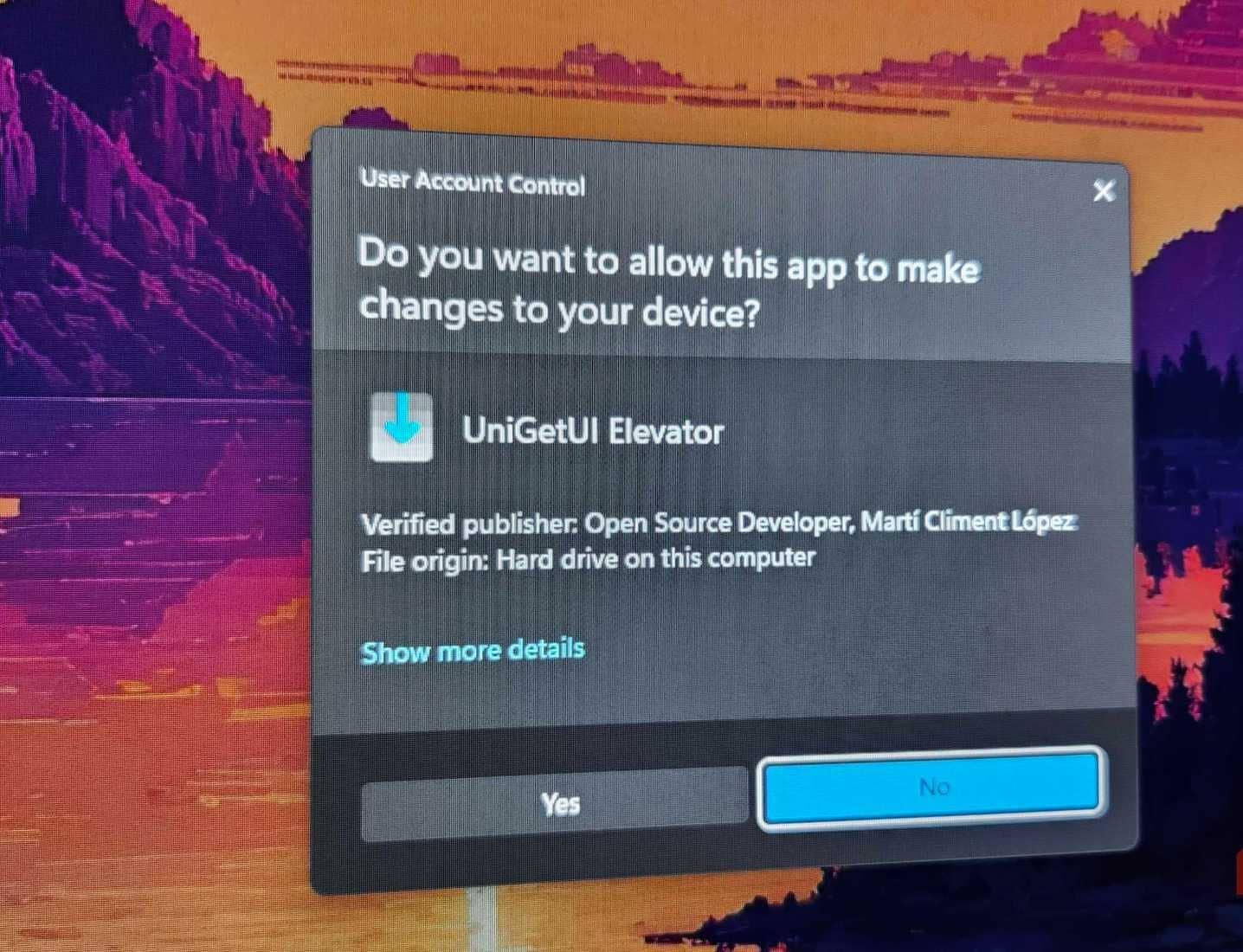 UniGetUI Elevator Apporta modifiche