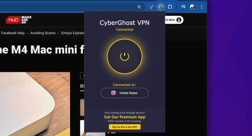 Korzystanie z CyberGhost VPN w Chrome