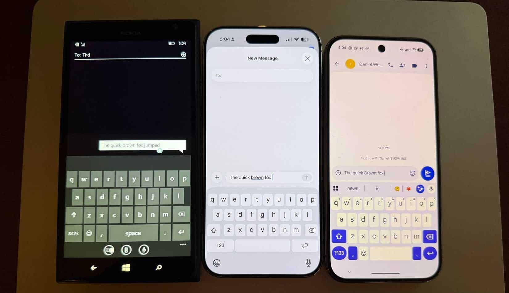 Windows Phone-toetsenbord versus iOS en Android