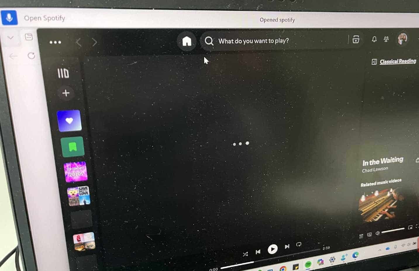 Asking voice-to-text to open Spotify in Windows 11