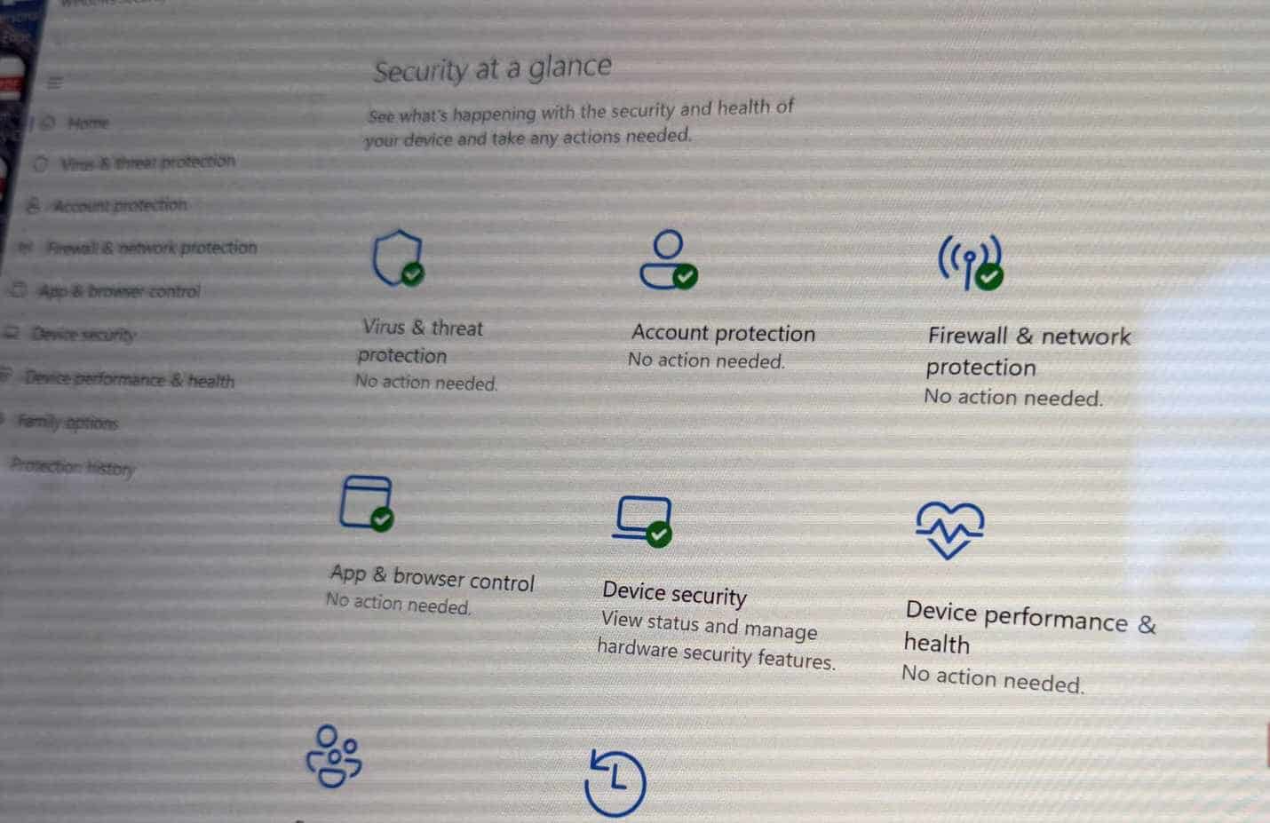 Rzut oka na ekran zabezpieczeń w systemie Windows 11.