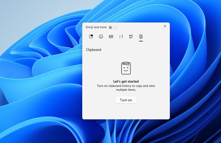 デスクトップ上の Windows クリップボード プロンプト