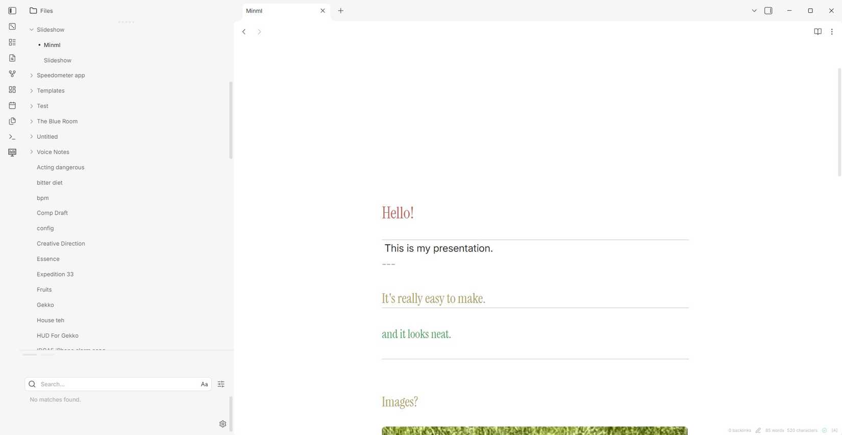 La nota Markdown mostra una presentazione in Obsidian