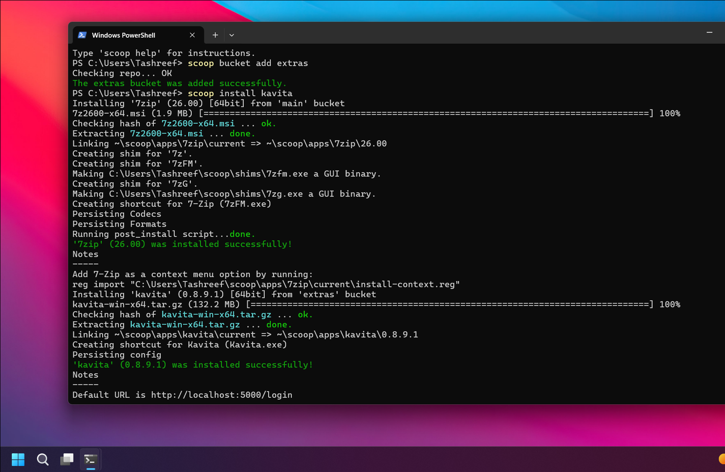 تثبيت Kavita باستخدام Windows Terminal على Windows 11