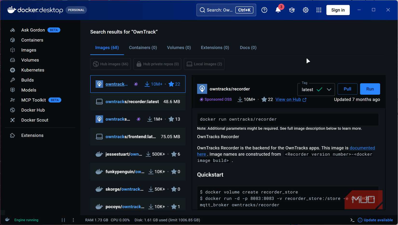 صورة Docker لمسجل OwnTrack.