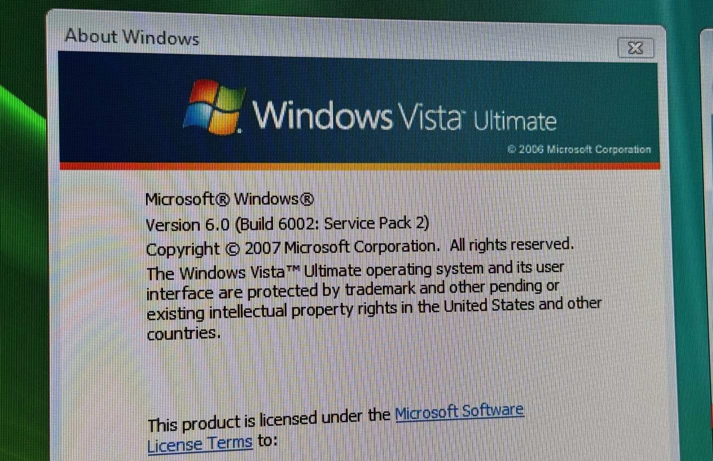 Windows Vista System Info on a Desktop