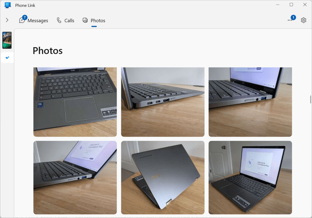 Afbeeldingen in telefoonlink