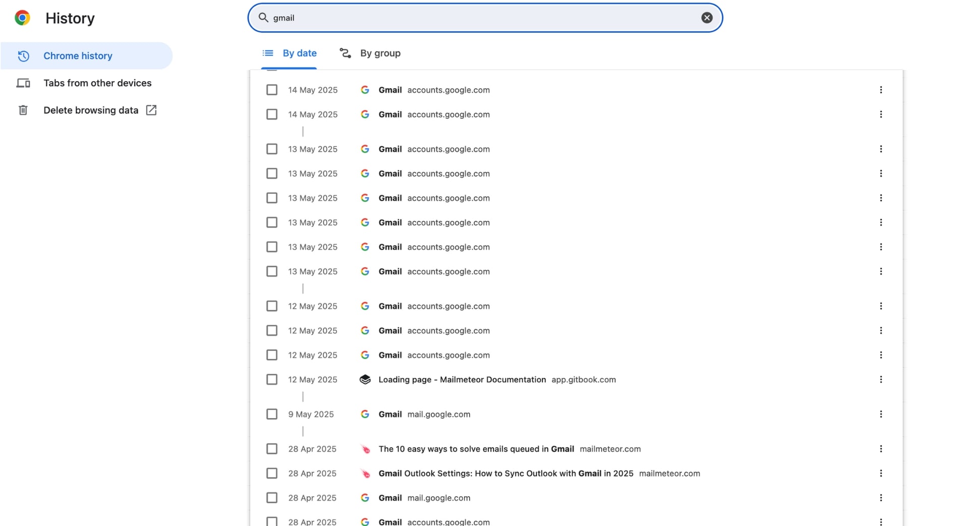 Consultez l'historique de votre navigateur pour retrouver vos anciens comptes de messagerie.
