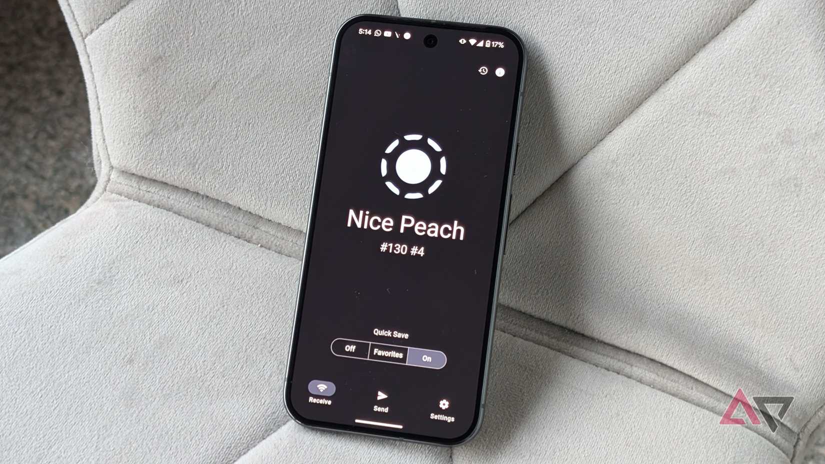 LocalSend funziona su un Pixel 9 Pro con uno sfondo di tessuto chiaro.